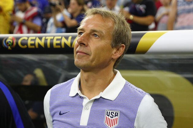 HOUSTON, TX - JUNE 21:  Head coach Jurgen Klinsmann of the United States looks on prior to a 2016 Copa America Centenario Semifinal match against Argentina at NRG Stadium on June 21, 2016 in Houston, Texas.  (Photo by Scott Halleran/Getty Images)