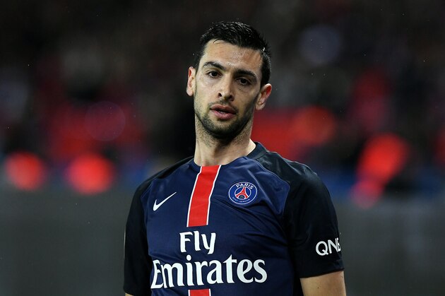 Paris Saint-Germain's Argentinian midfielder Javier Pastore reacts during the French L1 football match between Paris Saint-Germain and Rennes at the Parc des Princes stadium in Paris on April 30, 2016.  / AFP / FRANCK FIFE        (Photo credit should read FRANCK FIFE/AFP/Getty Images)