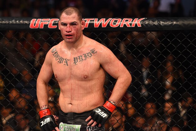 MEXICO CITY, MEXICO - JUNE 13:   Cain Velasquez of the United States prepares to start the second round against Fabricio Werdum of Brazil in their UFC heavyweight championship bout during the UFC 188 event inside the Arena Ciudad de Mexico on June 13, 2015 in Mexico City, Mexico. (Photo by Josh Hedges/Zuffa LLC/Zuffa LLC via Getty Images)