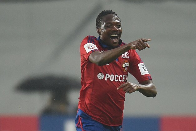 KHIMKI, RUSSIA - MAY 16: Ahmed Musa of PFC CSKA Moscow celebrates after scoring a goal during the Russian Premier League match between PFC CSKA Moscow and FC Krasnodar at the Arena Khimki Stadium on May 16, 2016 in Khimki, Russia. (Photo by Epsilon/Getty Images)