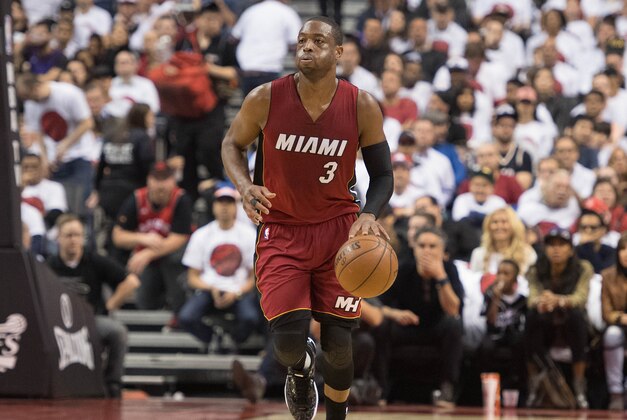 May 15, 2016; Toronto, Ontario, CAN; Miami Heat guard Dwyane Wade (3) dribbles the ball up court during the second quarter in game seven of the second round of the NBA Playoffs against the Toronto Raptors at Air Canada Centre. The Toronto Raptors won 116-89. Mandatory Credit: Nick Turchiaro-USA TODAY Sports