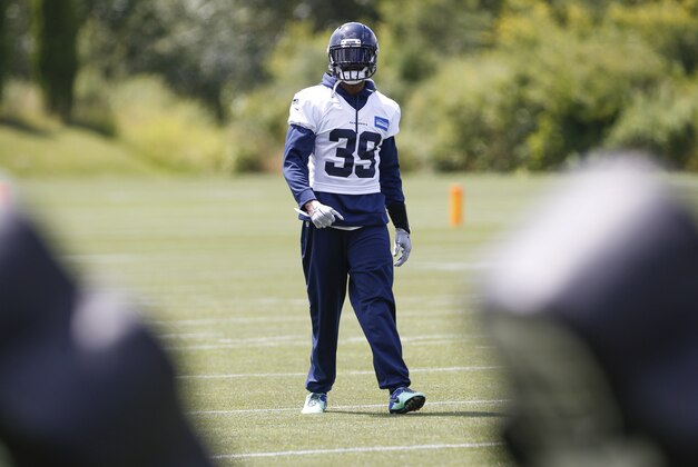 Jun 15, 2016; Seattle, WA, USA; Seattle Seahawks defensive back Brandon Browner (39) participates in minicamp drills at the Virginia Mason Athletic Center. Mandatory Credit: Joe Nicholson-USA TODAY Sports