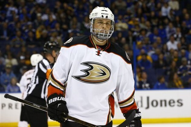 Anaheim Ducks’ Cam Fowler is seen during an NHL hockey game against the St. Louis Blues, Friday, March 11, 2016, in St. Louis. The Blues won the game 5-2. (AP Photo/Billy Hurst)