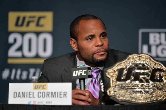 LAS VEGAS, NV - JULY 06:  UFC lightweight champion Daniel Cormier speaks to the media during the UFC 200: Press Conference in KA Theater at MGM Grand Hotel & Casino on July 6, 2016 in Las Vegas, Nevada. (Photo by Brandon Magnus/Zuffa LLC/Zuffa LLC via Getty Images)