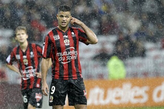 Nice's Hatem Ben Arfa reacts during the French League One soccer match against Nantes, Saturday, Oct. 3, 2015, in Nice stadium, southeastern France. (AP Photo/Lionel Cironneau)