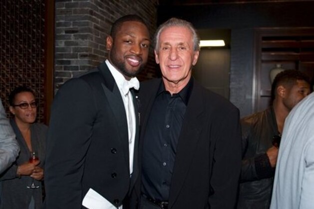 Dwyane Wade and Pat Riley pose at Wade's 30th birthday party on Sunday night, January 15, 2012, at the Setai Hotel in South Beach, Miami. (AP Photo/WhoSay)