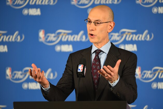 June 2, 2016; Oakland, CA, USA; NBA commissioner Adam Silver speaks to media before the Golden State Warriors play against the Cleveland Cavaliers in game one of the NBA Finals at Oracle Arena. Mandatory Credit: Bob Donnan-USA TODAY Sports