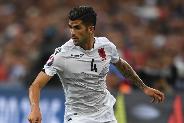 MARSEILLE, FRANCE - JUNE 15: Elseid Hysaj of Albania in action during the UEFA Euro 2016 Group A match between France and Albania at Stade Velodrome on June 15, 2016 in Marseille, France.  (Photo by Laurence Griffiths/Getty Images)