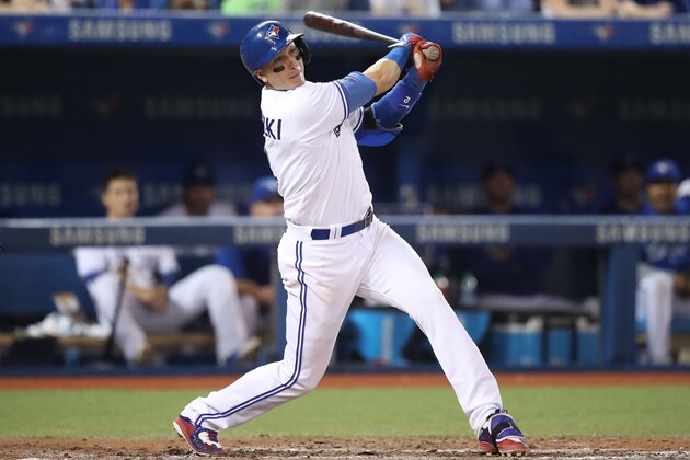 TORONTO, CANADA - JULY 7: Troy Tulowitzki #2 of the Toronto Blue Jays hits a two-run single in the eighth inning during MLB game action against the Detroit Tigers on July 7, 2016 at Rogers Centre in Toronto, Ontario, Canada. (Photo by Tom Szczerbowski/Getty Images)