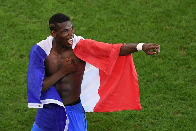MARSEILLE, FRANCE - JULY 07: Paul Pogba of France celebrates his team's 2-0 win in the UEFA EURO semi final match between Germany and France at Stade Velodrome on July 7, 2016 in Marseille, France. (Photo by Laurence Griffiths/Getty Images) MARSEILLE, FRANCE - JULY 07: Paul Pogba of France celebrates his team's 2-0 win in the UEFA EURO semi final match between Germany and France at Stade Velodrome on July 7, 2016 in Marseille, France. (Photo by Laurence Griffiths/Getty Images)
