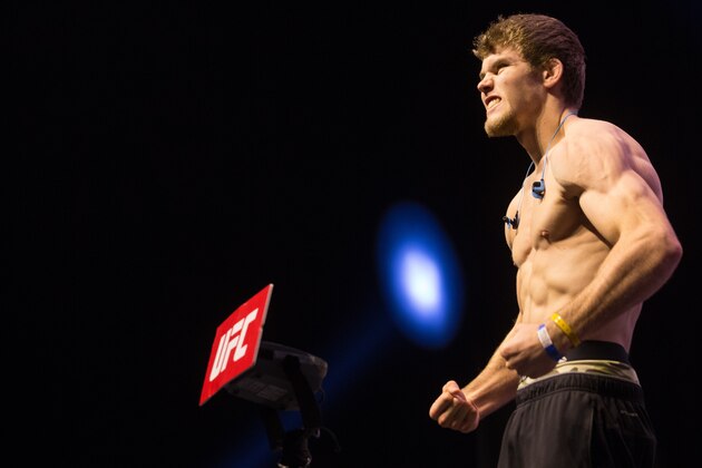 LAS VEGAS, NV - JULY 07: Jake Matthews steps on the scale during the UFC Ultimate Fighter Finale 23 Weigh-in event at the T-Mobile Arena on July 7, 2016 in Las Vegas, Nevada. (Photo by Ed Mulholland/Zuffa LLC/Zuffa LLC via Getty Images)
