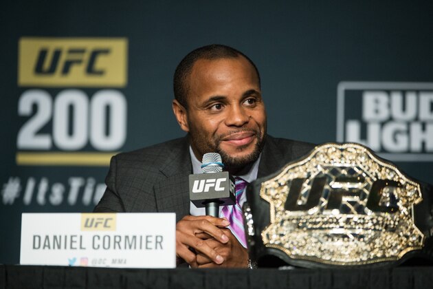 LAS VEGAS, NV - JULY 06:  UFC lightweight champion Daniel Cormier speaks to the media during the UFC 200: Press Conference in KA Theater at MGM Grand Hotel & Casino on July 6, 2016 in Las Vegas, Nevada. (Photo by Brandon Magnus/Zuffa LLC/Zuffa LLC via Getty Images)
