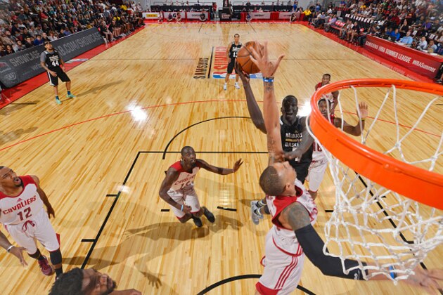LAS VEGAS, NV - JULY 8:  Thon Maker #7 of Milwaukee Bucks shoots the ball against the Cleveland Cavaliers during the 2016 NBA Las Vegas Summer League game on July 8, 2016 at the Cox Pavillion in Las Vegas, Nevada. NOTE TO USER: User expressly acknowledges and agrees that, by downloading and or using this photograph, User is consenting to the terms and conditions of the Getty Images License Agreement. Mandatory Copyright Notice: Copyright 2016 NBAE  (Photo by David Dow/NBAE via Getty Images)