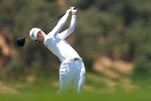 SAN MARTIN, CA - JULY 08:  Sung Hyun Park of South Korea tees off on the 18th hole during the second round of the U.S. Women's Open at CordeValle Golf Club on July 8, 2016 in San Martin, California.  (Photo by Jonathan Ferrey/Getty Images)