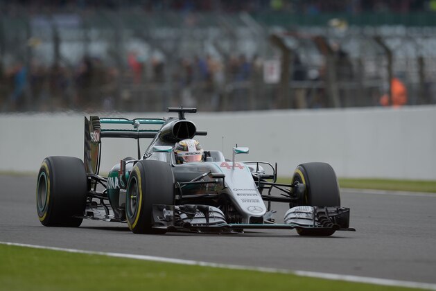 Mercedes AMG Petronas F1 Team's British driver Lewis Hamilton drives during the third practice session during at Silverstone motor racing circuit in Silverstone, central England, on July 9, 2016, ahead of tomorrow's British Formula One Grand Prix. / AFP / OLI SCARFF        (Photo credit should read OLI SCARFF/AFP/Getty Images)