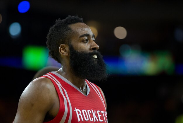 Apr 27, 2016; Oakland, CA, USA; Houston Rockets guard James Harden (13) as a timeout is called against the Golden State Warriors during the third quarter in game five of the first round of the NBA Playoffs at Oracle Arena. Mandatory Credit: Kelley L Cox-USA TODAY Sports Apr 27, 2016; Oakland, CA, USA; Houston Rockets guard James Harden (13) as a timeout is called against the Golden State Warriors during the third quarter in game five of the first round of the NBA Playoffs at Oracle Arena. Mandatory Credit: Kelley L Cox-USA TODAY Sports
