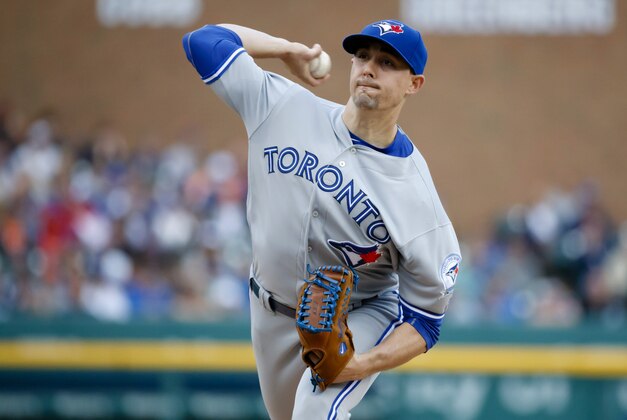 Jun 7, 2016; Detroit, MI, USA; Toronto Blue Jays starting pitcher Aaron Sanchez (41) pitches in the first inning against the Detroit Tigers at Comerica Park. Mandatory Credit: Rick Osentoski-USA TODAY Sports