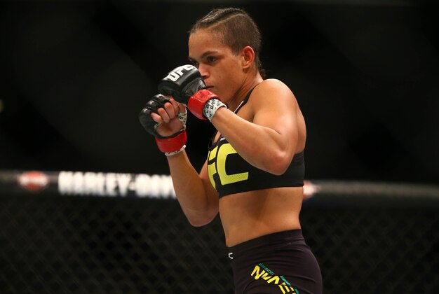 March 5, 2016; Las Vegas, NV, USA; Amanda Nunes fights against Valentina Shevchenko during UFC 196 at MGM Grand Garden Arena. Mandatory Credit: Mark J. Rebilas-USA TODAY Sports