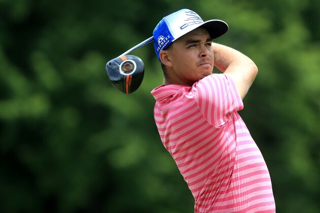 AKRON, OH - JULY 02:  Rickie Fowler hits off the sixth tee during the third round of the World Golf Championships - Bridgestone Invitational at Firestone Country Club South Course on July 2, 2016 in Akron, Ohio.  (Photo by Sam Greenwood/Getty Images)
