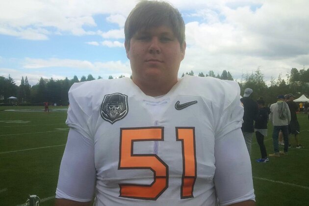 Offensive lineman Creed Humphrey held his own at The Opening against some of the best defensive linemen in college football recruiting. The Texas A&M commit showed his strength by bench-pressing 225 pounds 25 times in a showcase challenge.