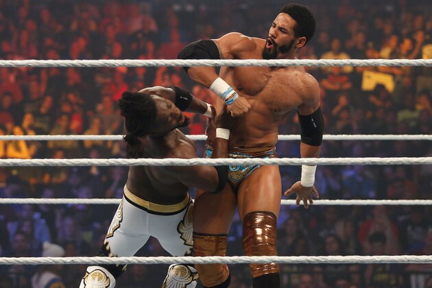 NEW YORK, NY - AUGUST 23:  Darren Young of The Prime Time Players battles it out in the ring at the WWE SummerSlam 2015  at Barclays Center of Brooklyn on August 23, 2015 in New York City.  (Photo by JP Yim/Getty Images)