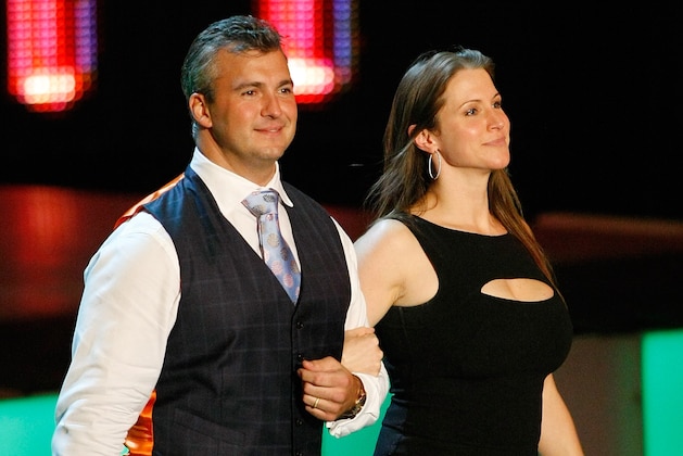 LAS VEGAS - AUGUST 24:  Global Media Executive Vice President Shane McMahon (L) and his sister, World Wrestling Entertainment Inc. Executive Vice President of creative development and operations Stephanie McMahon arrive for a birthday celebration for their father, WWE Chairman Vince McMahon, during the WWE Monday Night Raw show at the Thomas & Mack Center August 24, 2009 in Las Vegas, Nevada.  (Photo by Ethan Miller/Getty Images)