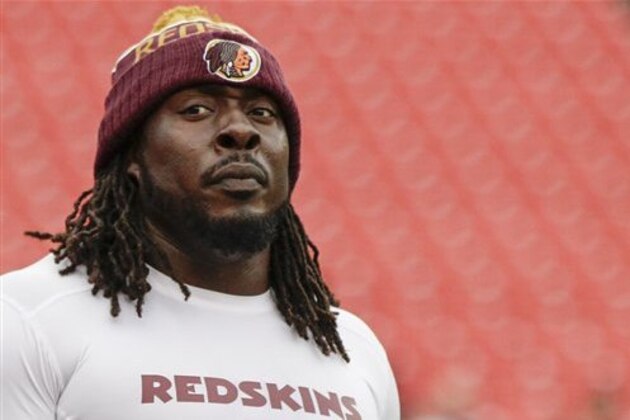 Washington Redskins defensive tackle Ricky Jean Francois (99) walks across the field before an NFL football game against the Tampa Bay Buccaneers in Landover, Md., Sunday, Oct. 25, 2015. (AP Photo/Mark Tenally)