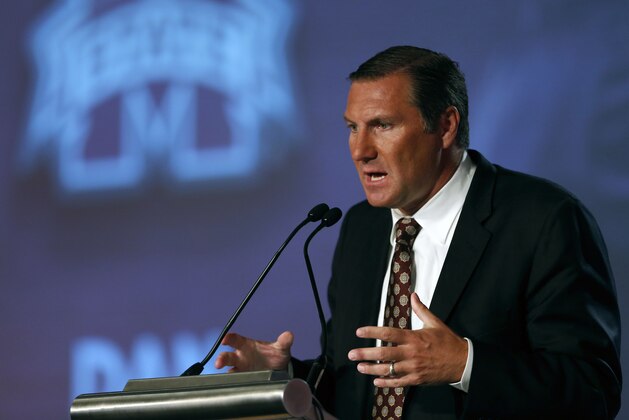 Jul 12, 2016; Hoover, AL, USA; Mississippi State head coach Dan Mullen speaks to the media during SEC media day at Hyatt Regency Birmingham-The Wynfrey Hotel. Mandatory Credit: Butch Dill-USA TODAY Sports