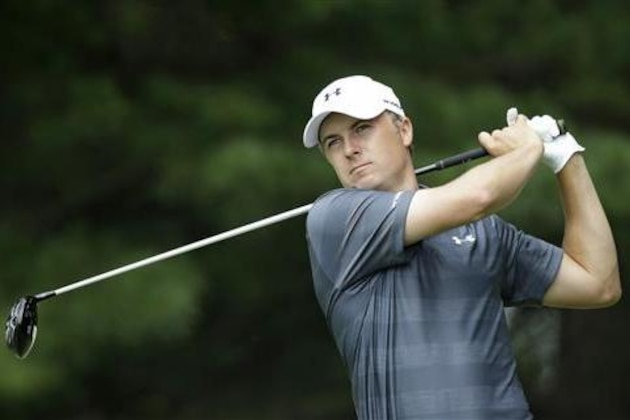 Jordan Spieth tees off on the second hole during the third round of the Bridgestone Invitational golf tournament at Firestone Country Club, Saturday, July 2, 2016, in Akron, Ohio. (AP Photo/Tony Dejak)