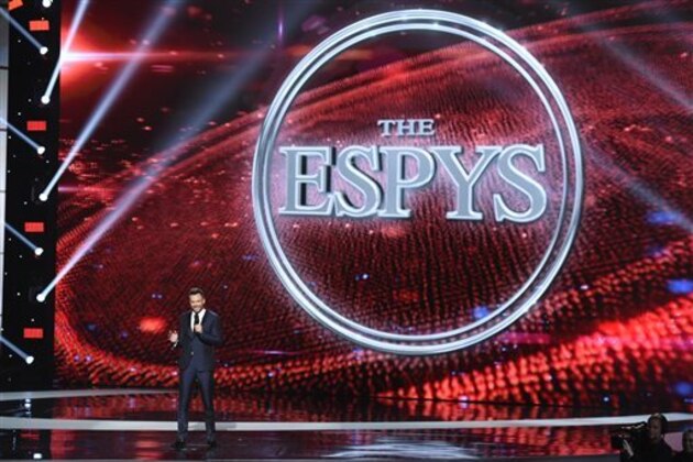 Presenter Joel McHale speaks onstage at the ESPY Awards at the Microsoft Theater on Wednesday, July 15, 2015, in Los Angeles. (Photo by Chris Pizzello/Invision/AP)