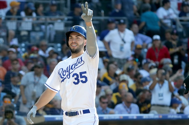 SAN DIEGO, CA - JULY 12:  Eric Hosmer #35 of the Kansas City Royals and the American League celebrates after hitting a home run against the National League in the 2nd inning of the 87th Annual MLB All-Star Game at PETCO Park on July 12, 2016 in San Diego, California.  (Photo by Sean M. Haffey/Getty Images)