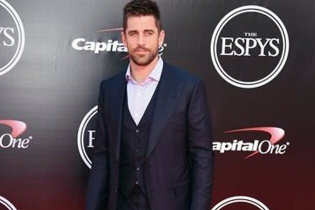 NFL football player Aaron Rodgers, of the Green Bay Packers, arrives at the ESPY Awards at the Microsoft Theater on Wednesday, July 13, 2016, in Los Angeles. (Photo by Jordan Strauss/Invision/AP)