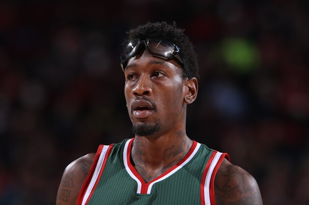 PORTLAND, OR - DECEMBER 17:  Larry Sanders #8 of the Milwaukee Bucks stands on the court against the Portland Trail Blazers on December 17, 2014 at the Moda Center Arena in Portland, Oregon. NOTE TO USER: User expressly acknowledges and agrees that, by downloading and or using this photograph, user is consenting to the terms and conditions of the Getty Images License Agreement. Mandatory Copyright Notice: Copyright 2014 NBAE (Photo by Sam Forencich/NBAE via Getty Images)