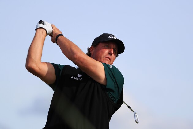 TROON, SCOTLAND - JULY 14:  Phil Mickelson of the United States plays a shot during the first round on day one of the 145th Open Championship at Royal Troon on July 14, 2016 in Troon, Scotland.  (Photo by Matthew Lewis/Getty Images)