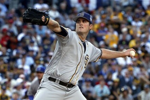 National League's Drew Pomeranz, of the San Diego Padres, throws  during the fourth inning of the MLB baseball All-Star Game, Tuesday, July 12, 2016, in San Diego. (AP Photo/Lenny Ignelzi)