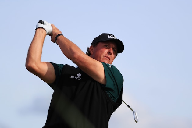 TROON, SCOTLAND - JULY 14:  Phil Mickelson of the United States plays a shot during the first round on day one of the 145th Open Championship at Royal Troon on July 14, 2016 in Troon, Scotland.  (Photo by Matthew Lewis/Getty Images)