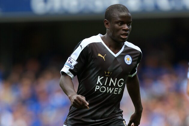 LONDON, ENGLAND - MAY 15: Kante of Leicester City during the Barclays Premier League match between Chelsea and Leicester City at Stamford Bridge on May 15, 2016 in London, England. (Photo by Catherine Ivill - AMA/Getty Images)