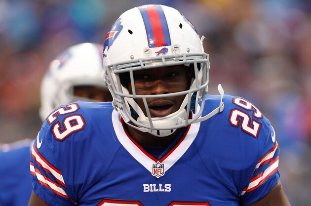 Dec 27, 2015; Orchard Park, NY, USA; Buffalo Bills running back Karlos Williams (29) against the Dallas Cowboys at Ralph Wilson Stadium. Mandatory Credit: Timothy T. Ludwig-USA TODAY Sports