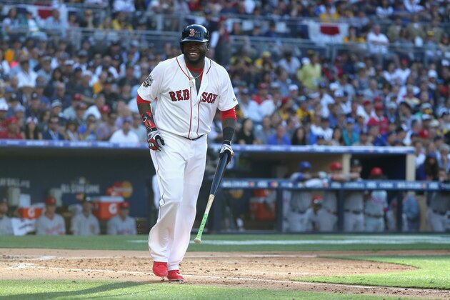SAN DIEGO, CA - JULY 12:  David Ortiz #34 of the Boston Red Sox reacts during the 87th Annual MLB All-Star Game at PETCO Park on July 12, 2016 in San Diego, California.  (Photo by Sean M. Haffey/Getty Images)