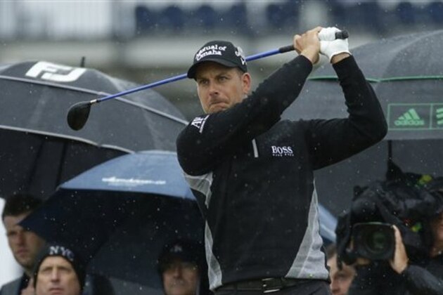 Henrik Stenson of Sweden plays his tee shot on the 9th tee during the second round of the British Open Golf Championships at the Royal Troon Golf Club in Troon, Scotland, Friday, July 15, 2016. (AP Photo/Matt Dunham)