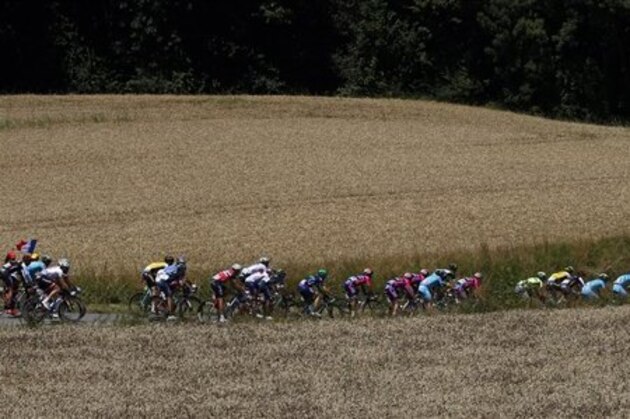 The pack rides during the fourteenth stage of the Tour de France cycling race over 208.5 kilometers (129.2 miles) with start in Montelimar and finish in Villars-les-Dombes, France, Saturday, July 16, 2016. (AP Photo/Peter Dejong)