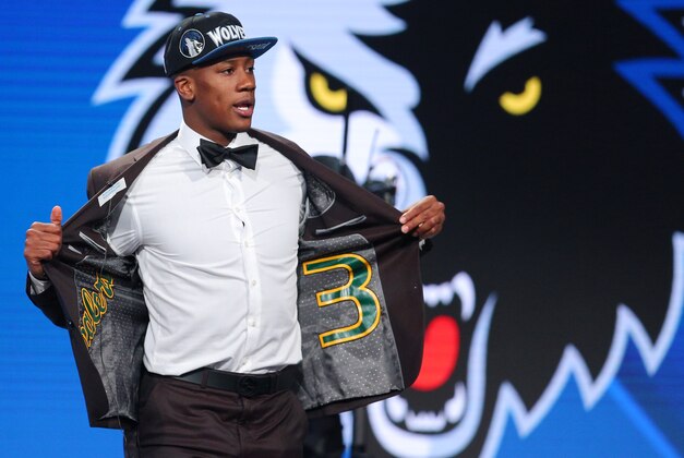 Jun 23, 2016; New York, NY, USA; Kris Dunn (Providence)  shows off the inside of his coat after being selected as the number five overall pick to the Minnesota Timberwolves in the first round of the 2016 NBA Draft at Barclays Center. Mandatory Credit: Brad Penner-USA TODAY Sports