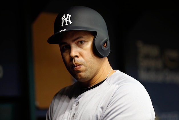 May 28, 2016; St. Petersburg, FL, USA; New York Yankees right fielder Carlos Beltran (36) on deck to bat against the Tampa Bay Rays at Tropicana Field. Mandatory Credit: Kim Klement-USA TODAY Sports