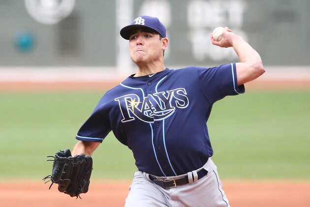 BOSTON, MA - JULY 09:  Matt Moore #55 of the Tampa Bay Rays delivers in the first inning of the game against the Boston Red Sox at Fenway Park on July 9, 2016 in Boston, Massachusetts.  (Photo by Adam Glanzman/Getty Images)