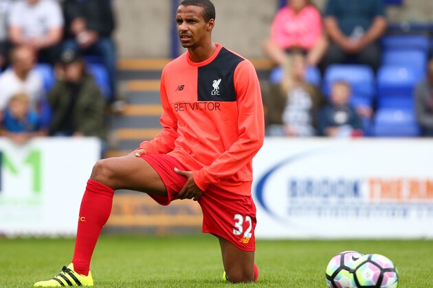 BIRKENHEAD, ENGLAND - JULY 08: Joel Matip of Liverpool warms up during the Pre-Season Friendly match between Tranmere Rovers and Liverpool at Prenton Park on July 8, 2016 in Birkenhead, England. (Photo by Dave Thompson/Getty Images)