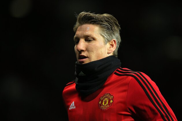MANCHESTER, ENGLAND - MARCH 17:  Bastian Schweinsteiger of Manchester United warms up prior to the UEFA Europa League Round of 16 Second Leg match between Manchester United and Liverpool at Old Trafford on March 17, 2016 in Manchester, England.  (Photo by Matthew Ashton - AMA/Getty Images)