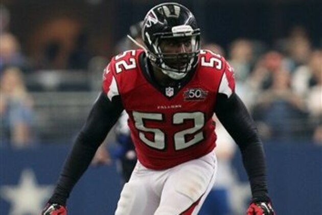 Atlanta Falcons linebacker Justin Durant (52) defends during an NFL football game against the Dallas Cowboys Sunday, Sept. 27, 2015, in Arlington, Texas. (AP Photo/Roger Steinman)
