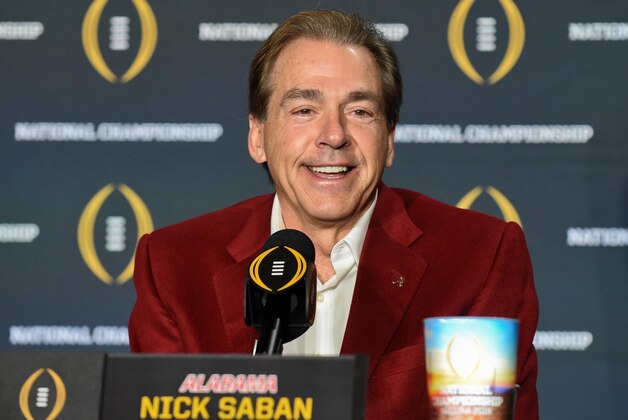 Jan 12, 2016; Scottsdale, AZ, USA; Alabama Crimson Tide head coach Nick Saban during a press conference at JW Marriott Camelback Inn. Mandatory Credit: Matt Kartozian-USA TODAY Sports