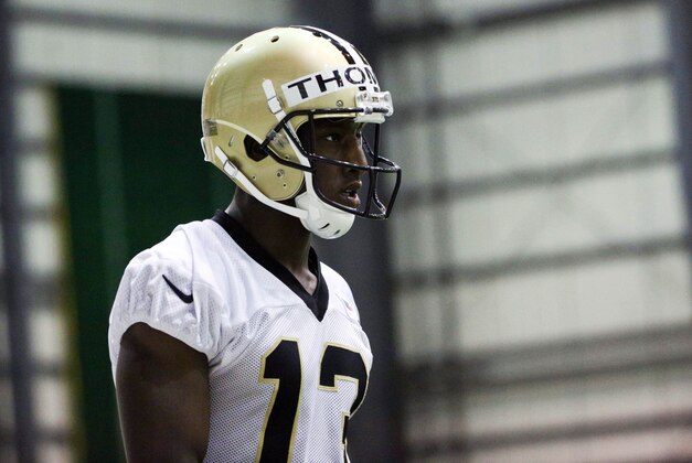 Jun 2, 2016; New Orleans, LA, USA; New Orleans Saints wide receiver Michael Thomas (13) during organized team activities at the New Orleans Saints Indoor Training Facility. Mandatory Credit: Derick E. Hingle-USA TODAY Sports