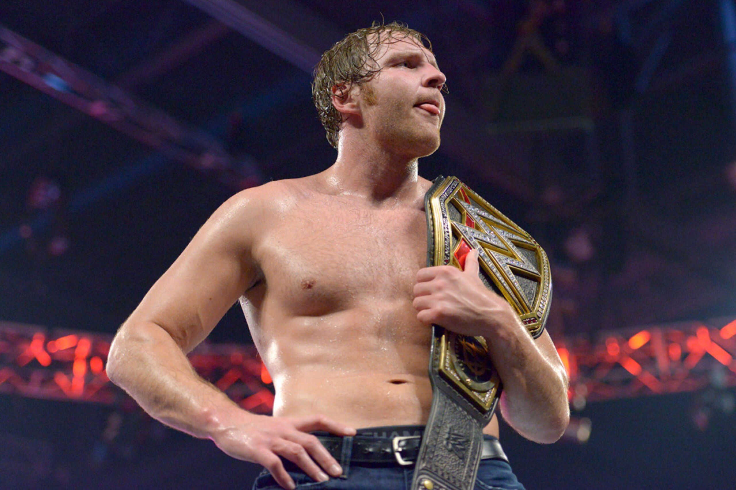 Dean Ambrose after retaining his WWE title against Seth Rollins on Raw.